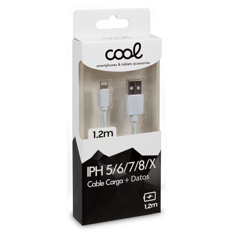 Cabo USB COOL Lightning compatível para iPhone / iPad (1,2 metros) Branco - Image 2