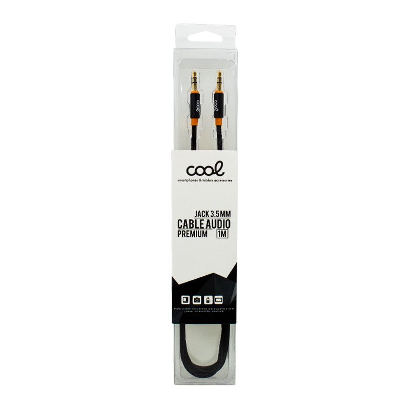 Cabo Jack 3,5 mm para Jack 3,5 mm COOL Áudio-Áudio Nylon Preto (1m) - Image 3