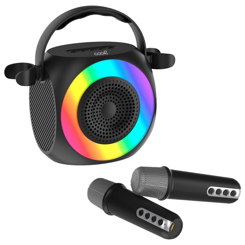 Alto-falante musical Bluetooth universal 6W COOL Mini Karaokê Party + 2 Microfones Preto - Image 2