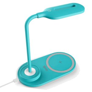 Lâmpada LED + Qi COOL Base de carregamento sem fio Celeste