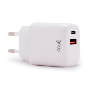 Carregador de rede Universal Fast Charger (PD) Dual Type-C / USB COOL (20W) Branco