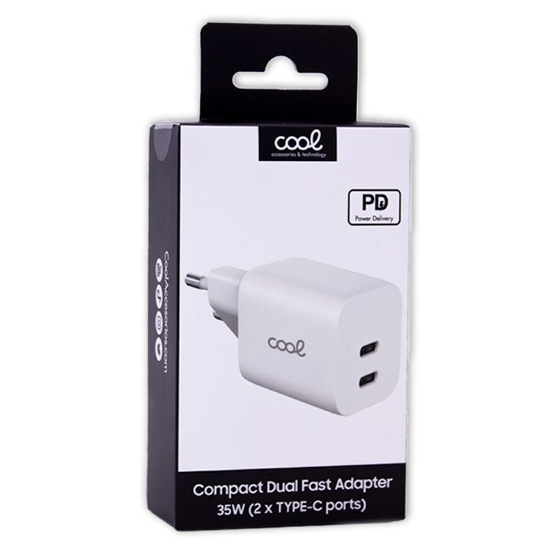 Carregador Rápido Universal (PD) Dual 2 x Type-C COOL (35 W) Branco - Image 2