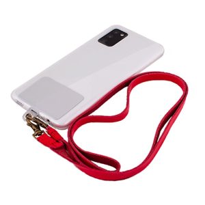 Cordão suspenso universal COOL em couro com cartão de smartphone Vermelho