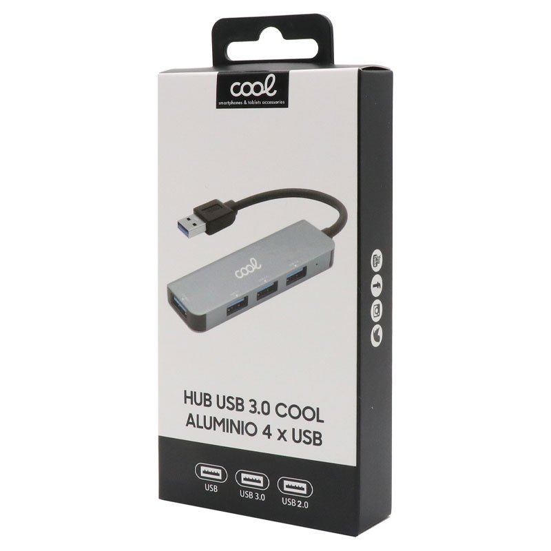 Hub Universal USB COOL 4 portas USB (2.0 / 3.0) Alumínio Cinza - Image 2