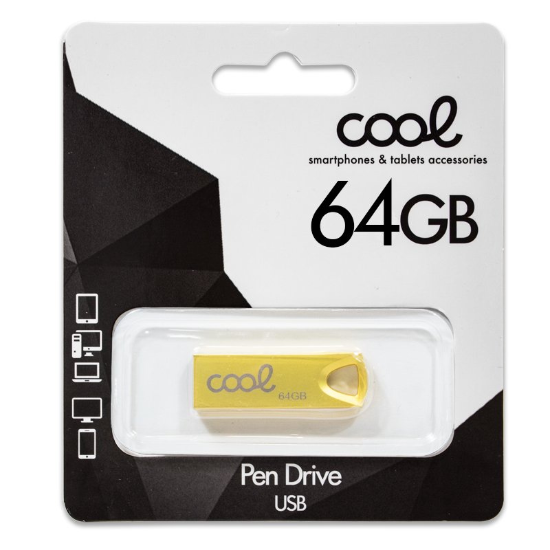 Pen drive USB x64 GB 2.0 COOL Metal KEY Gold - Image 2