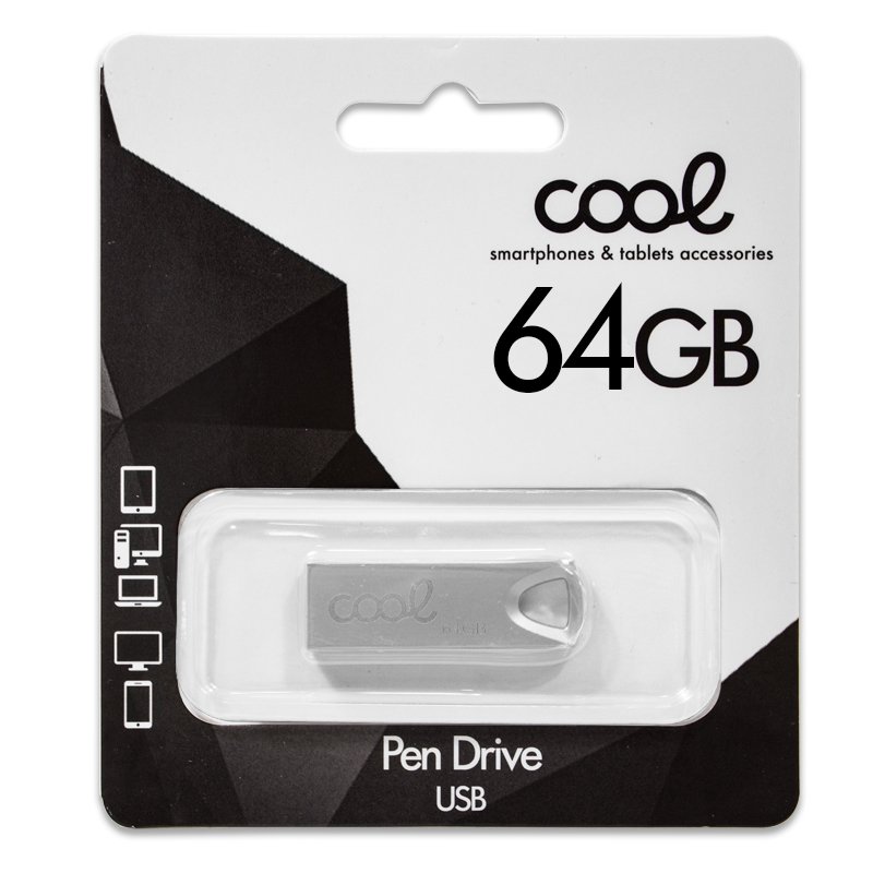 Pen Drive USB x64 GB 2.0 COOL Metal KEY Prata - Image 2