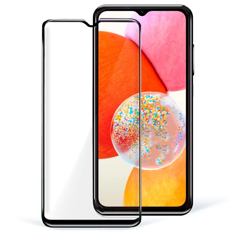 Protetor de ecrã de vidro temperado COOL para Samsung A145 Galaxy A14 / A14 5G (FULL 3D Preto)